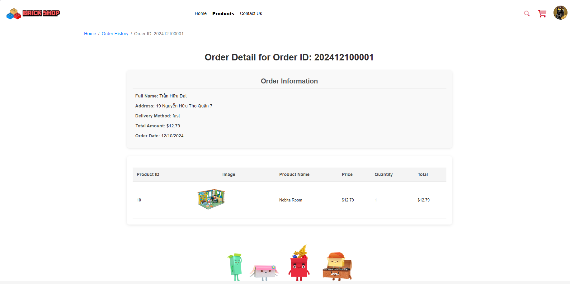 BrickShop Order Detail