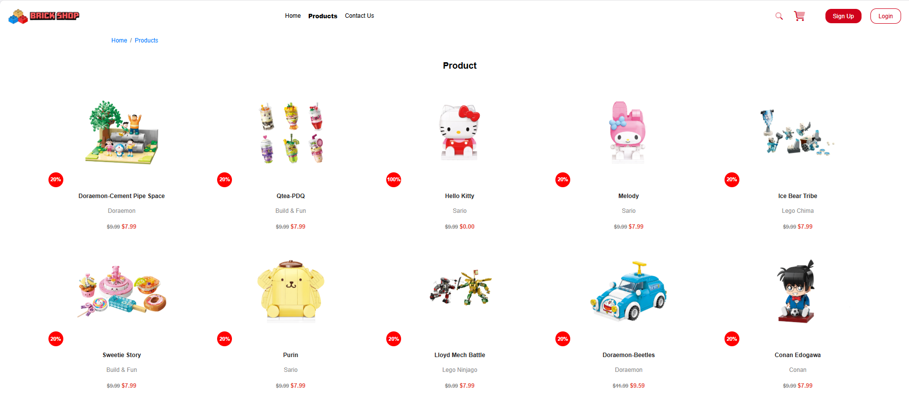 BrickShop Products Page