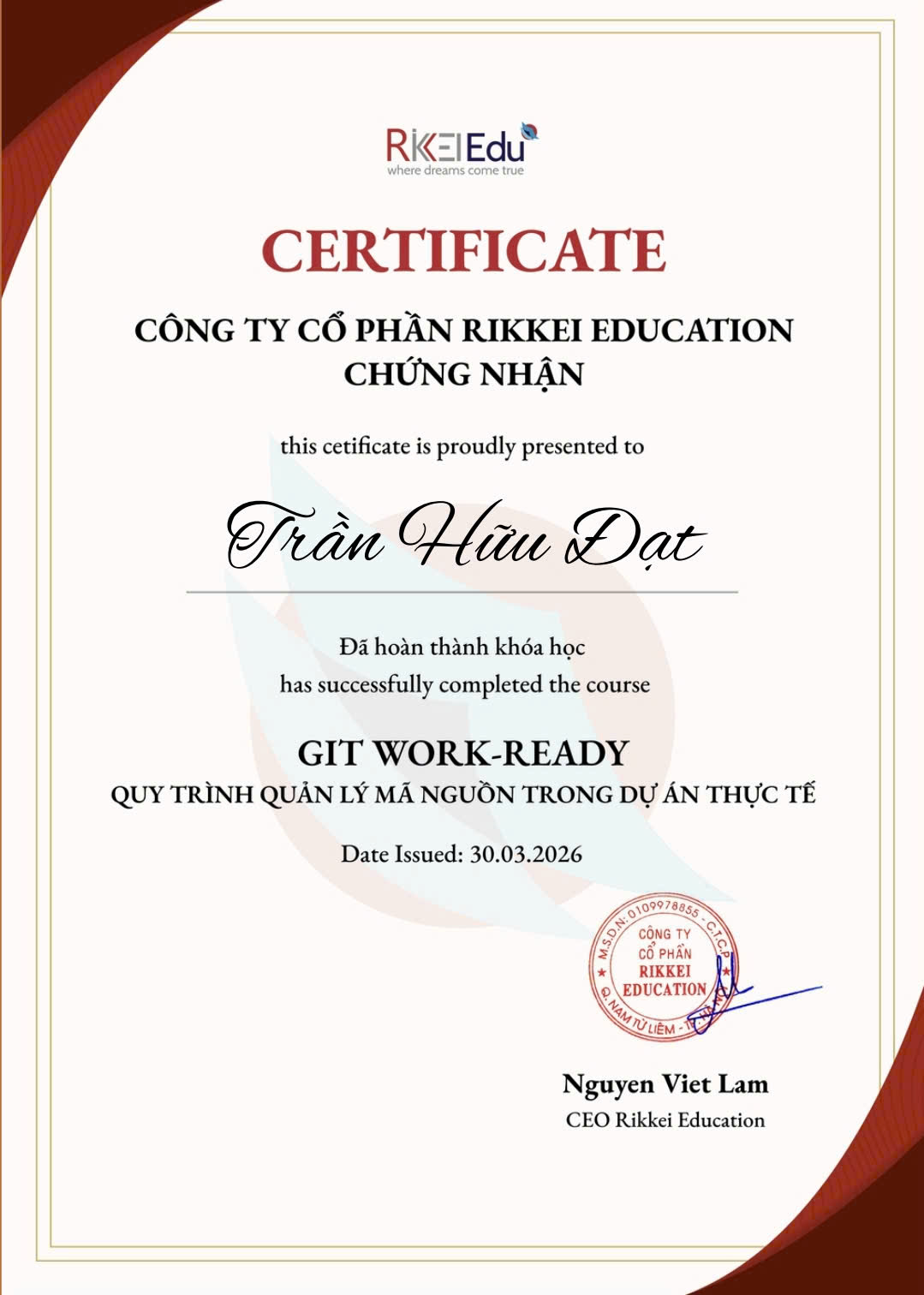 Chứng nhận Git Work Ready