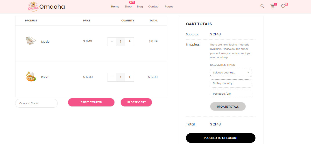 Omacha Checkout Process