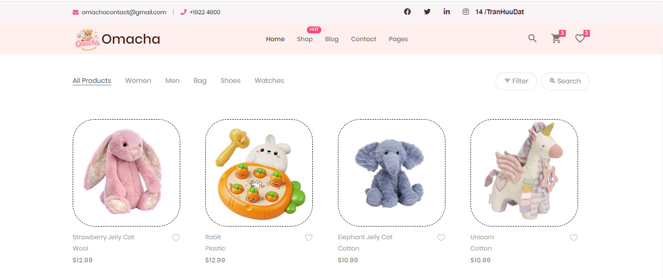 Omacha Product List with Filter